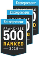 Stacked top franchise award banners from Entrepreneur Magazine