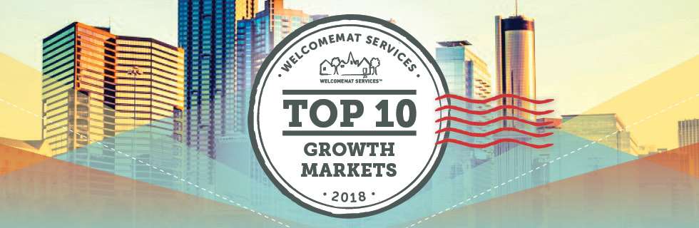 blog header with skyscrapers and welcomemat's top ten growth markets logo