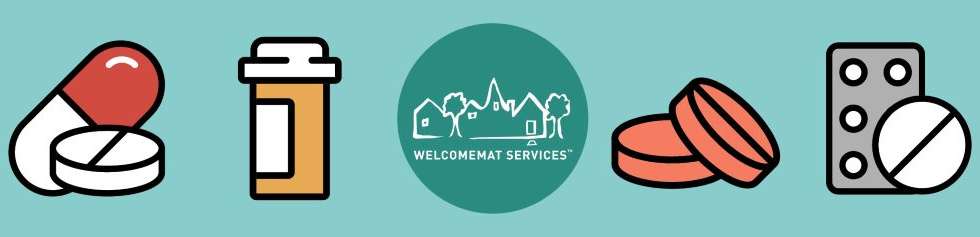 Blog header with Welcomemat Services logo and pharmaceutical industry graphics